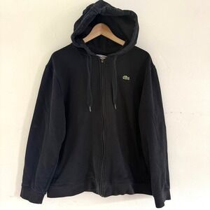 Lacoste Sport‎ Full Zip Hoodie Sweater Black Size XL Zip Pockets